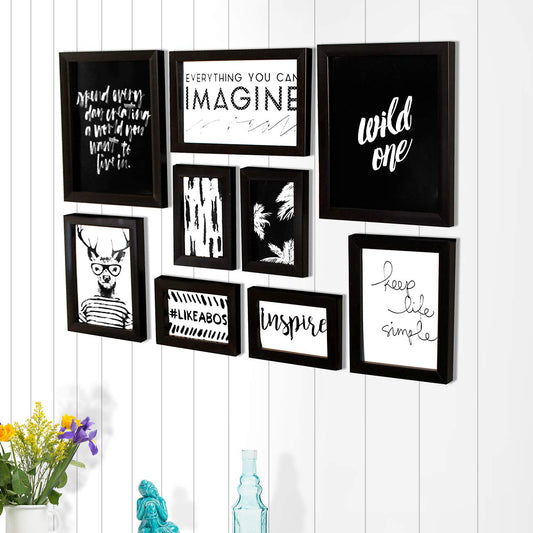 Motivational Quotes Fremd Posters Simple Life Theme Set of 9 Framed Art Prints.